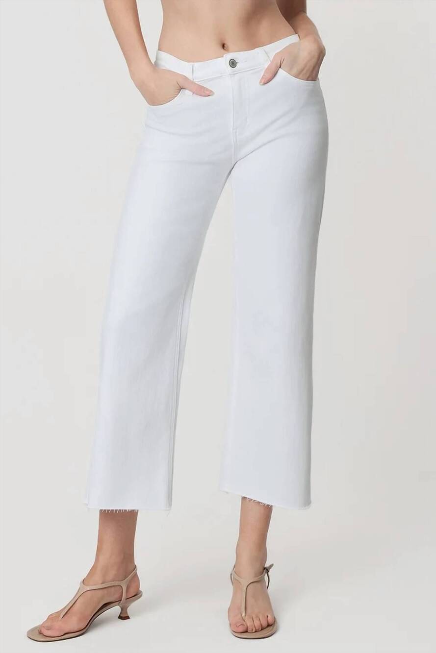 NEW VERVET BY FLYING MONKEY olivia high rise cropped wide leg jean in white